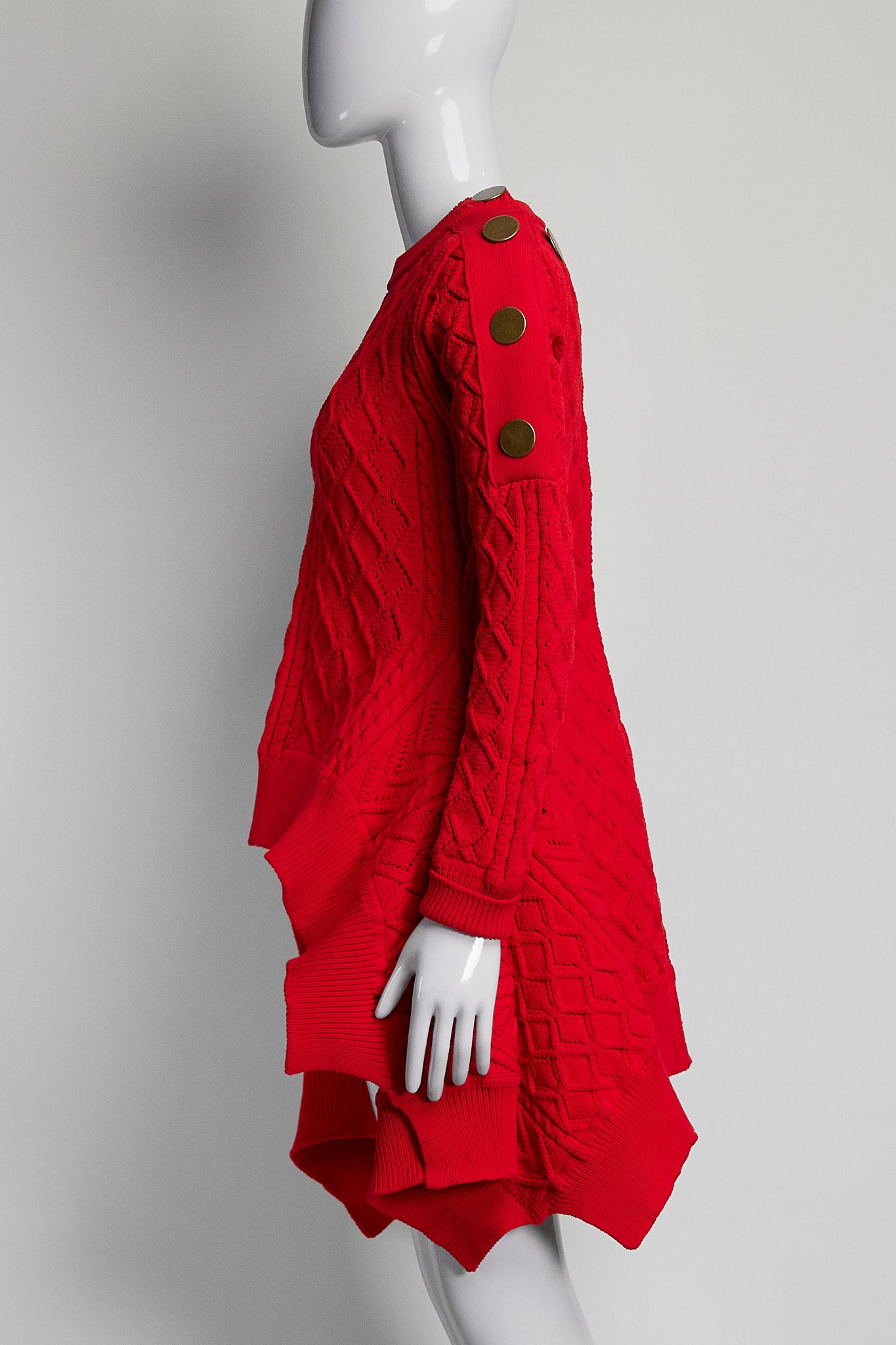 Sonia Rykiel Red Sweater with Button Accents S