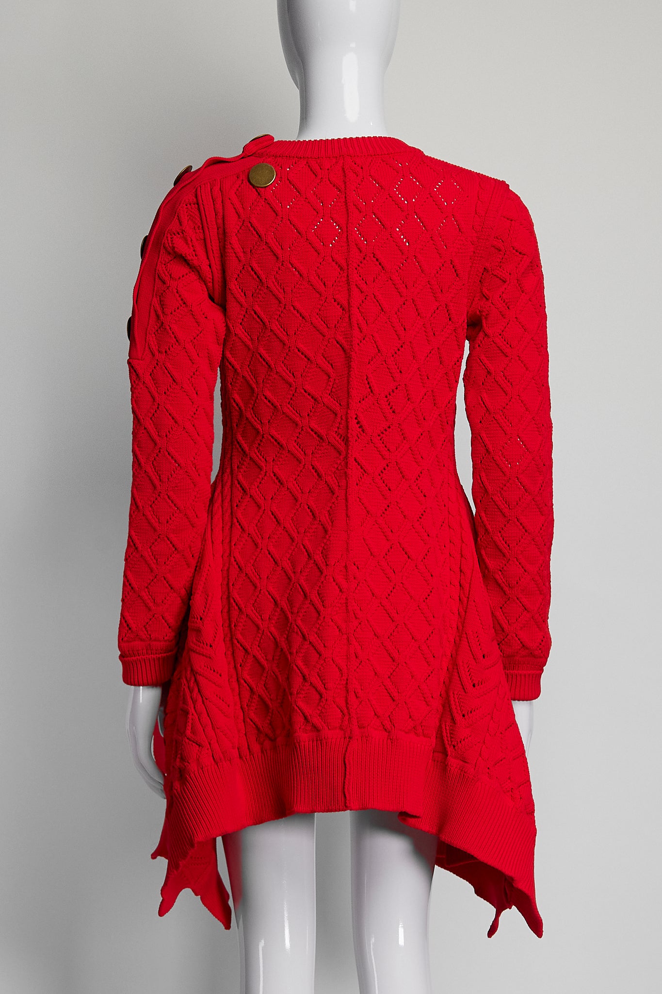 Sonia Rykiel Red Sweater with Button Accents S