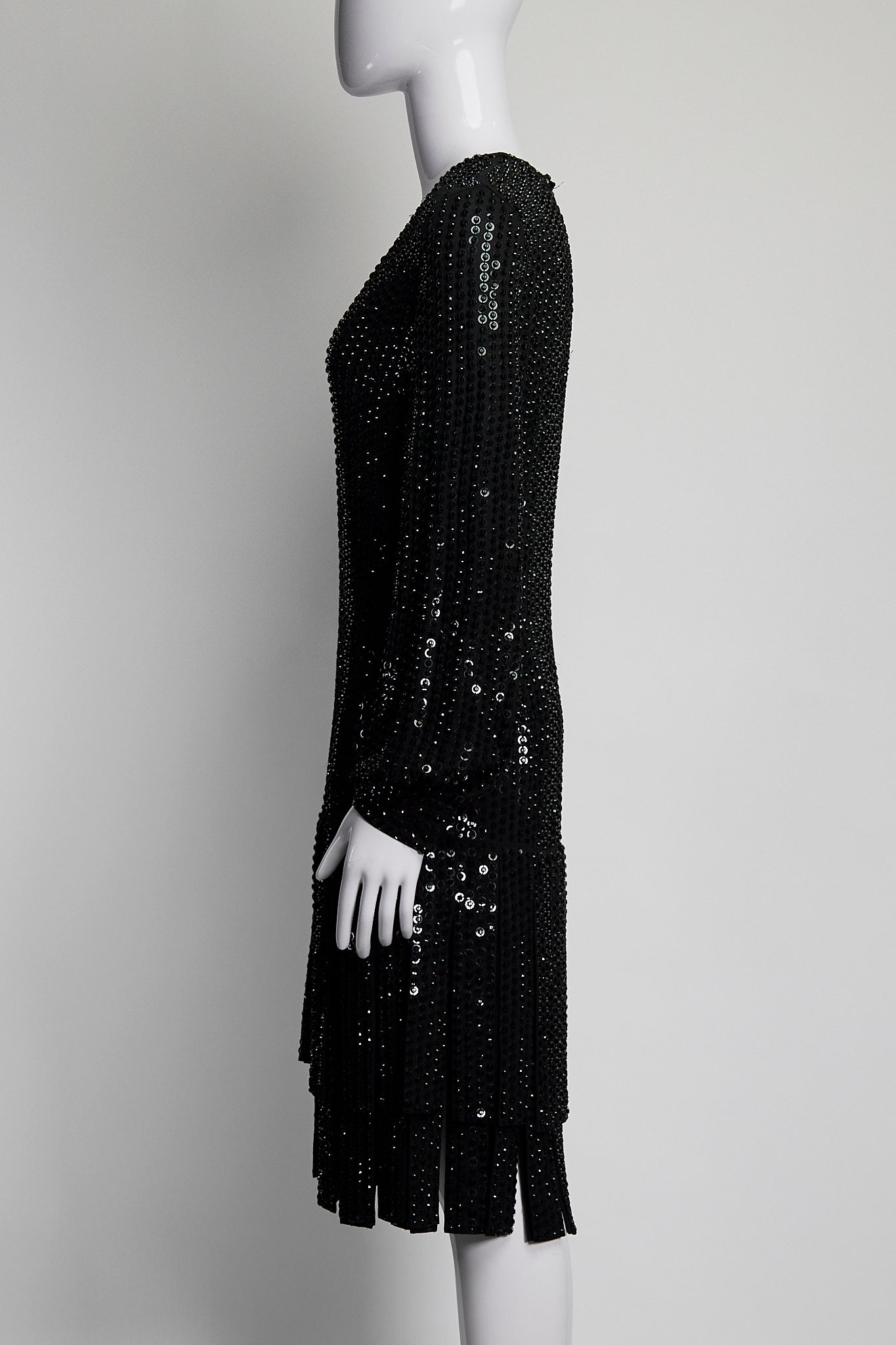 michael kors sequin dress long sleeve Michael Michael Kors, Digitized Ikat Sequined Dress, Black, S