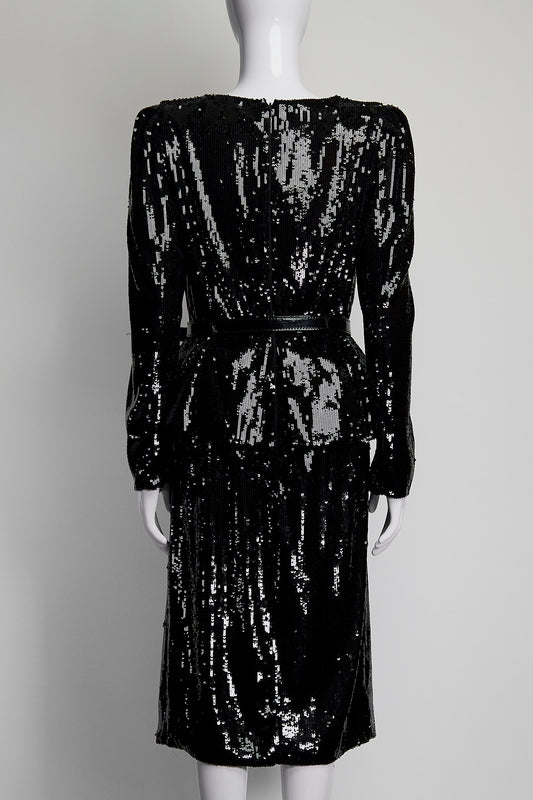 Michael Kors Collection Belted Sequin Long Dress US8