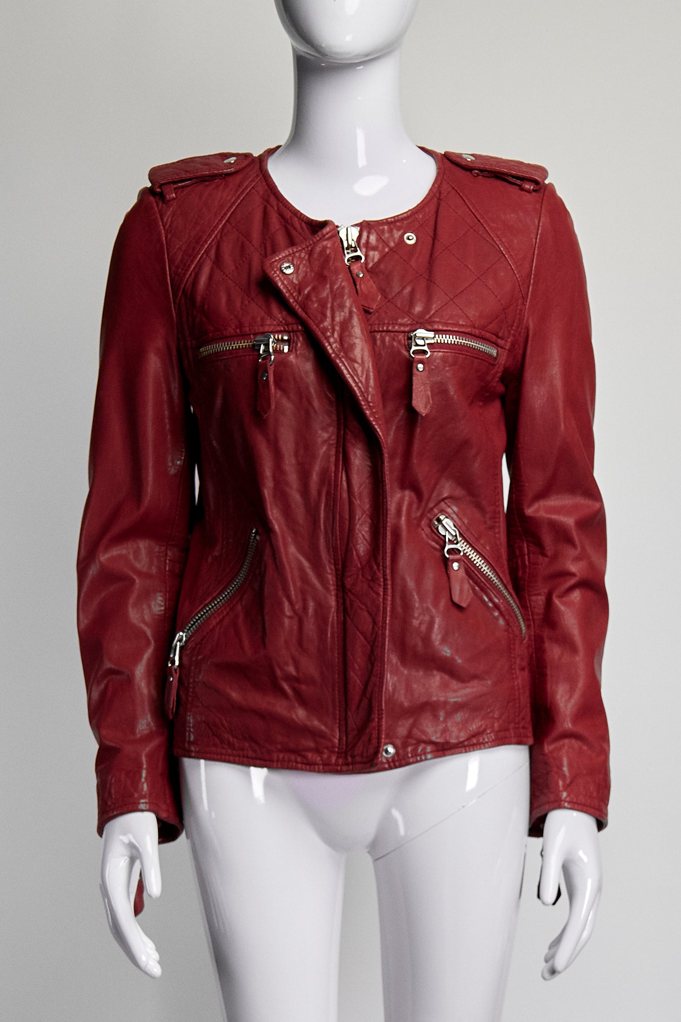 Isabel Marant Etoile Red Leather Jacket FR38 IT42