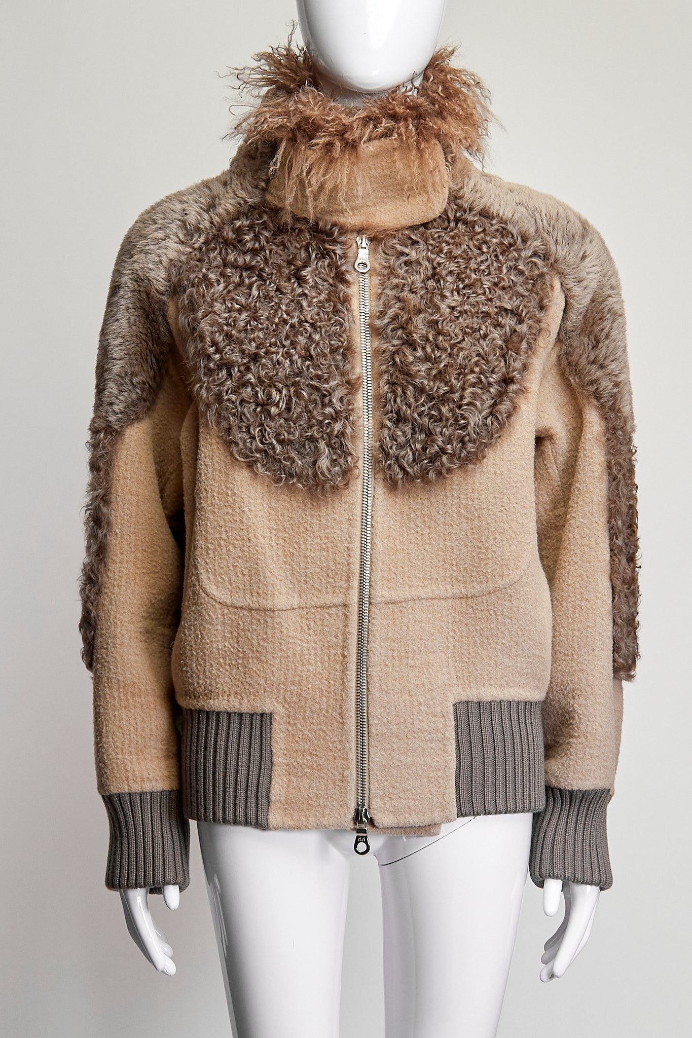 Marc Jacobs Zip-Up Jacket with Fur Detail US4