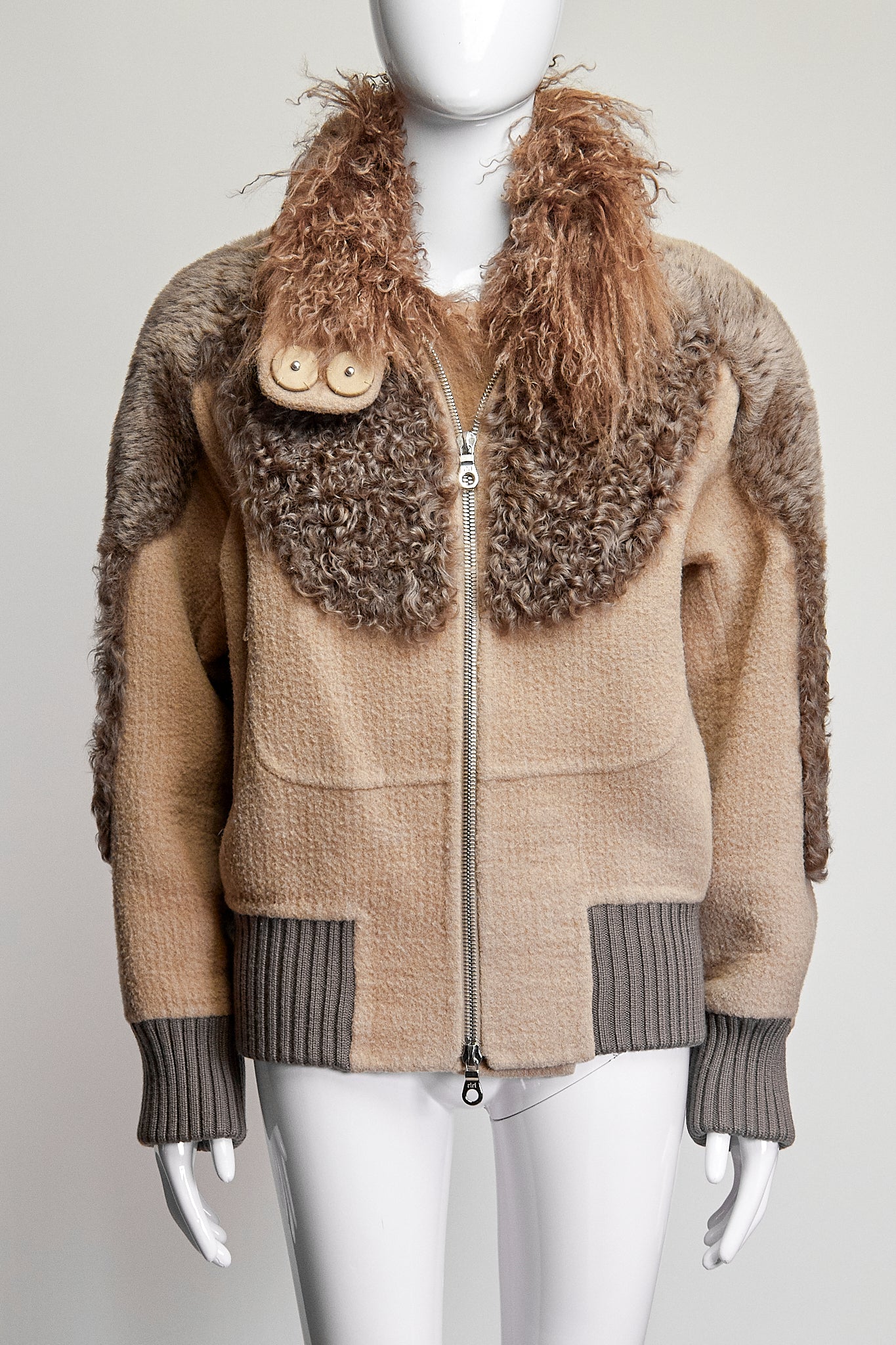 Marc Jacobs Zip-Up Jacket with Fur Detail US4