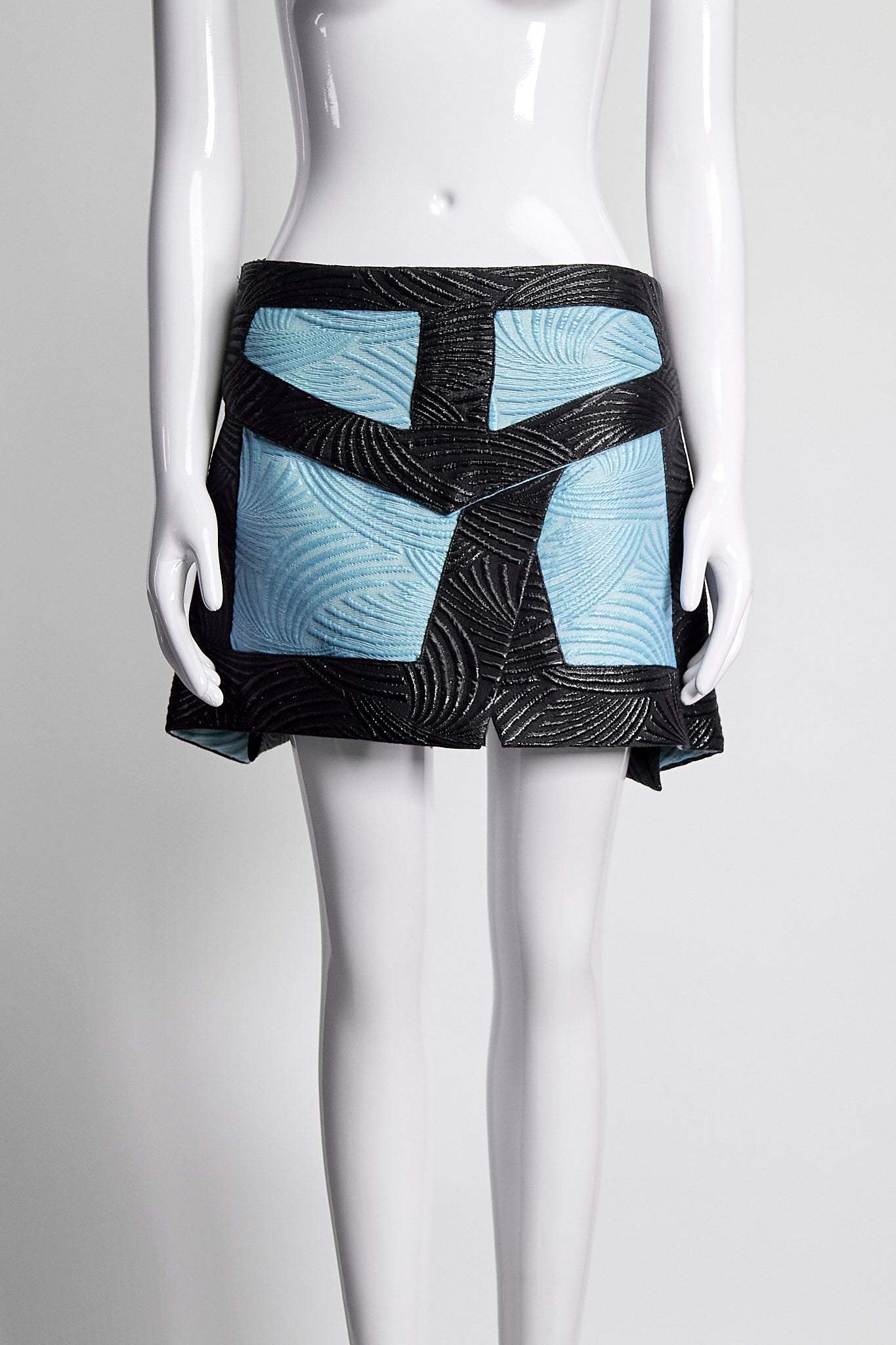 Rodarte Mini Ribbed Teal & Black Skirt US0