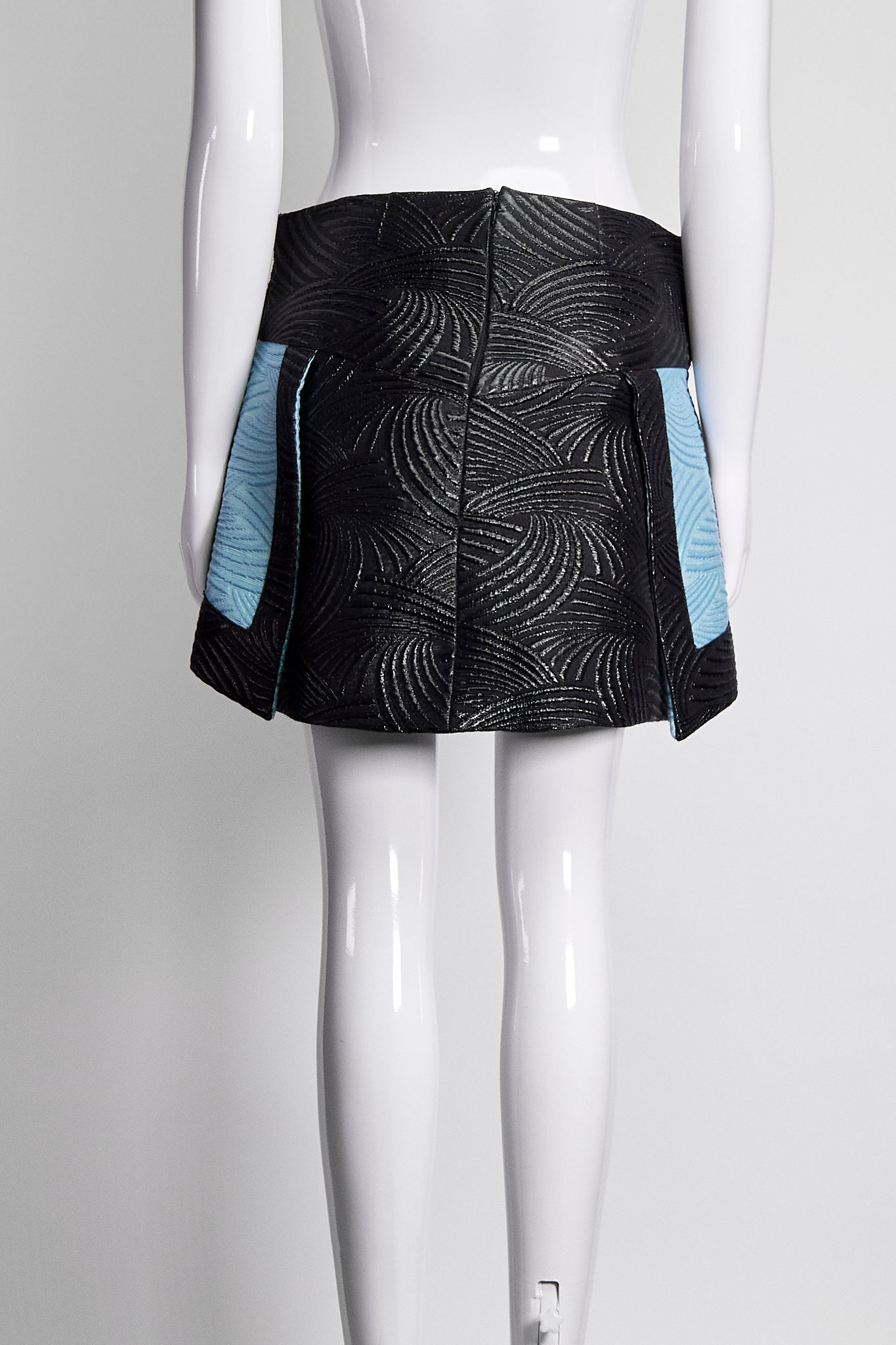 Rodarte Mini Ribbed Teal & Black Skirt US0