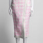 Balmain Pink & White Houndstooth Skirt FR36 IT40