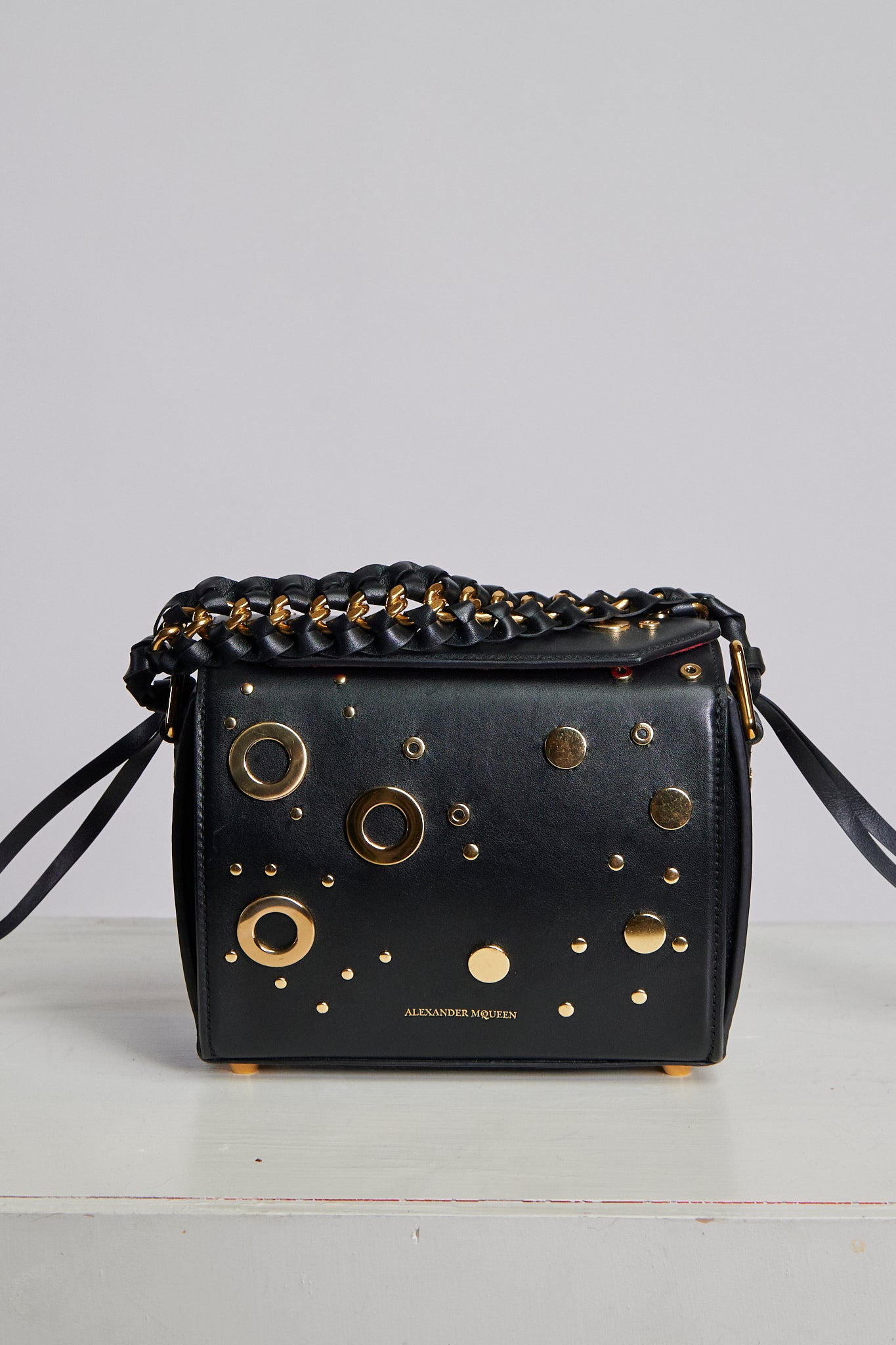 Alexander McQueen Black Crossbody with Gold Grommets