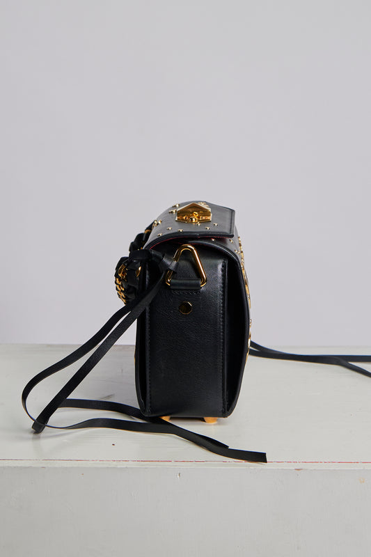 Alexander McQueen Black Crossbody with Gold Grommets