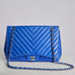 Chanel Blue Chevron Single Flap Bag