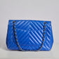 Chanel Blue Chevron Single Flap Bag