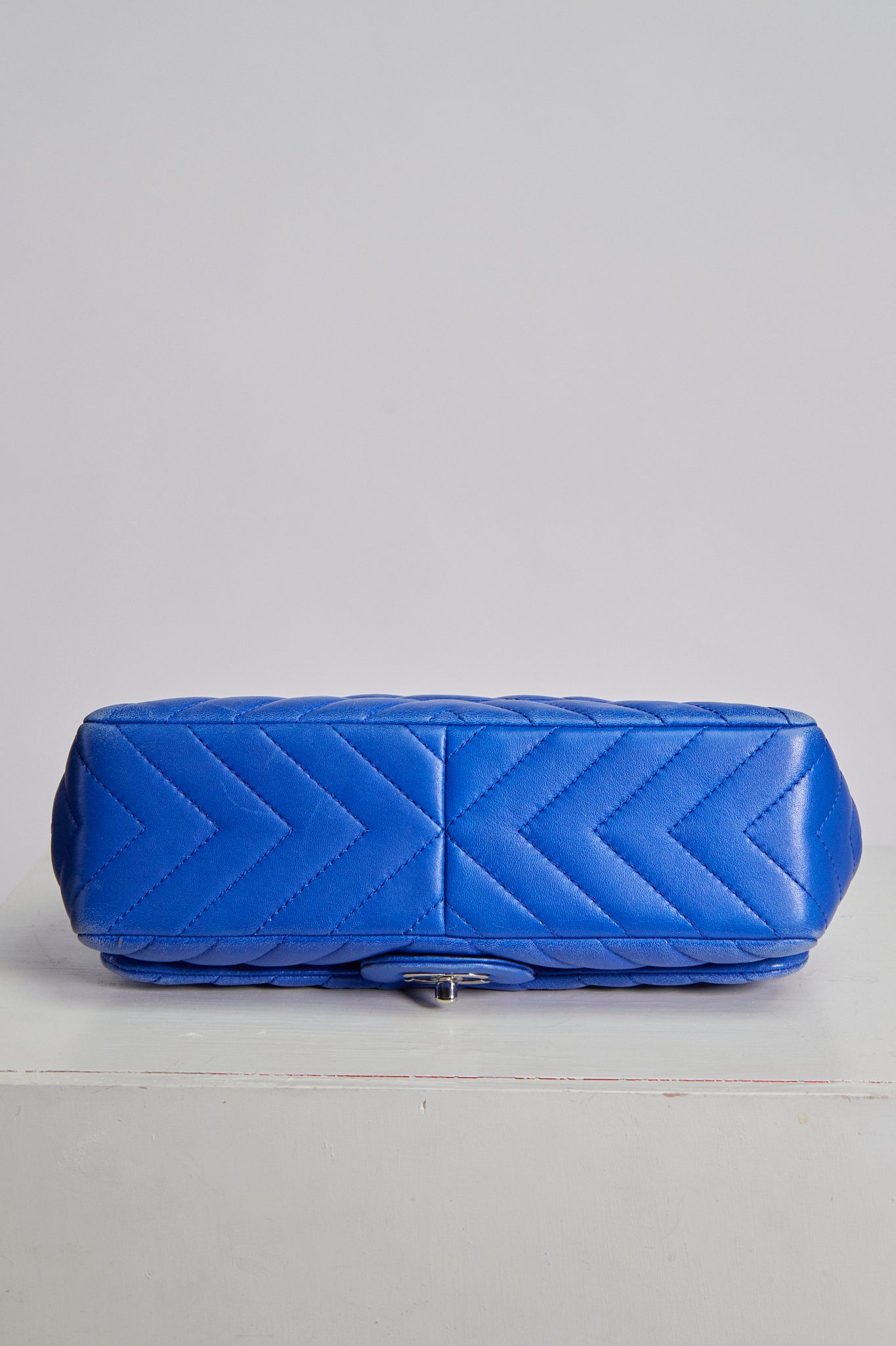 Chanel Blue Chevron Single Flap Bag