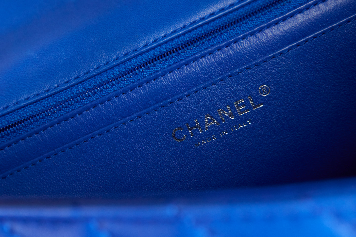 Chanel Blue Chevron Single Flap Bag