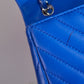 Chanel Blue Chevron Single Flap Bag