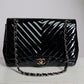 Chanel Patent Chevron Single Flap Jumbo Bag