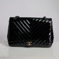 Chanel Patent Chevron Single Flap Jumbo Bag