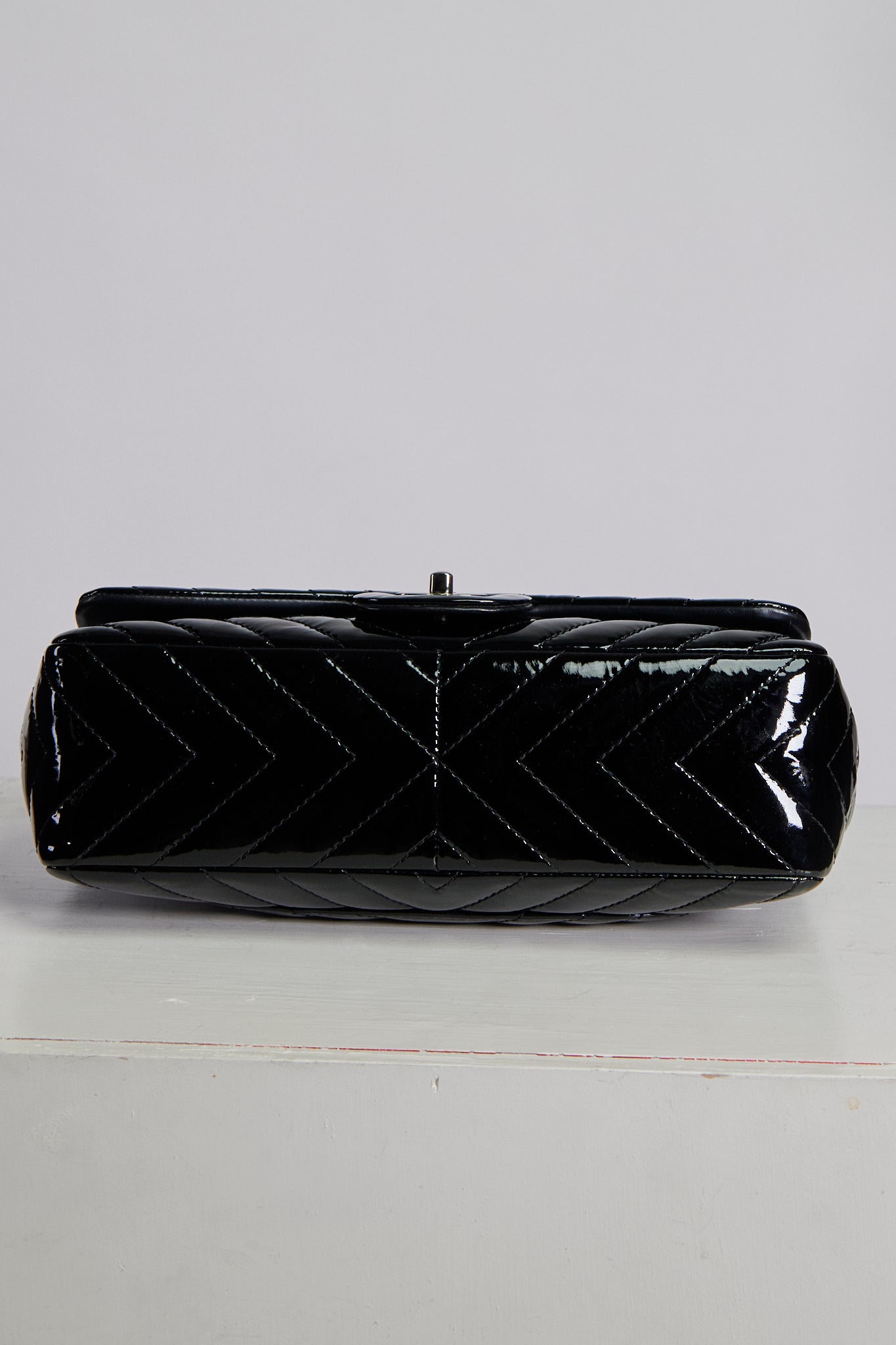 Chanel Patent Chevron Single Flap Jumbo Bag