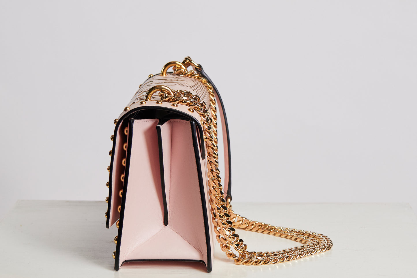 Balmain Cutout Western Shoulder Bag in Pink and White