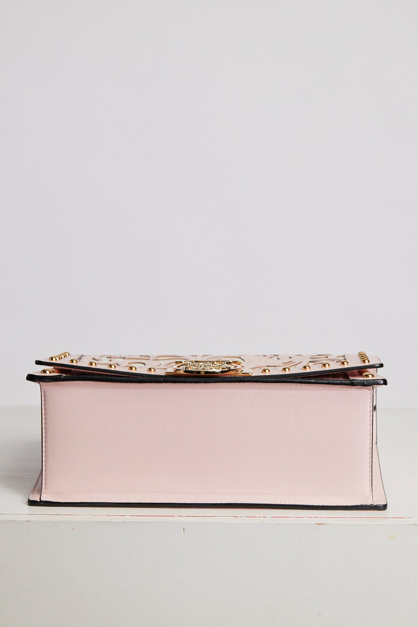 Balmain Cutout Western Shoulder Bag in Pink and White