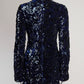 Alexis Navy and Black Patterned Sequin Mini Dress US8