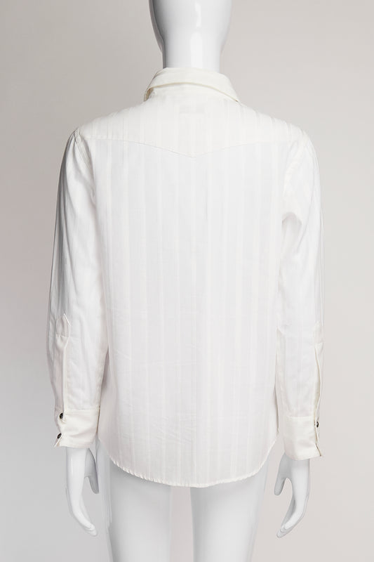 Chanel White Pinstriped Button Down FR40 IT44