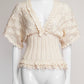 Oscar de la Renta Crochet V-Neck Top XS