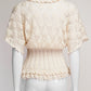 Oscar de la Renta Crochet V-Neck Top XS