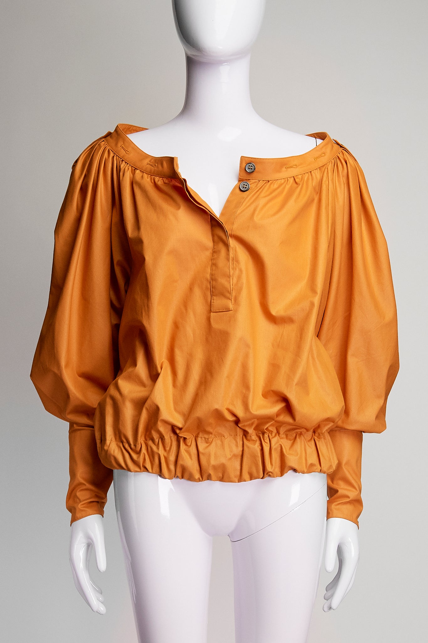 Saint Laurent Orange with Button Detail Blouse FR38 IT42