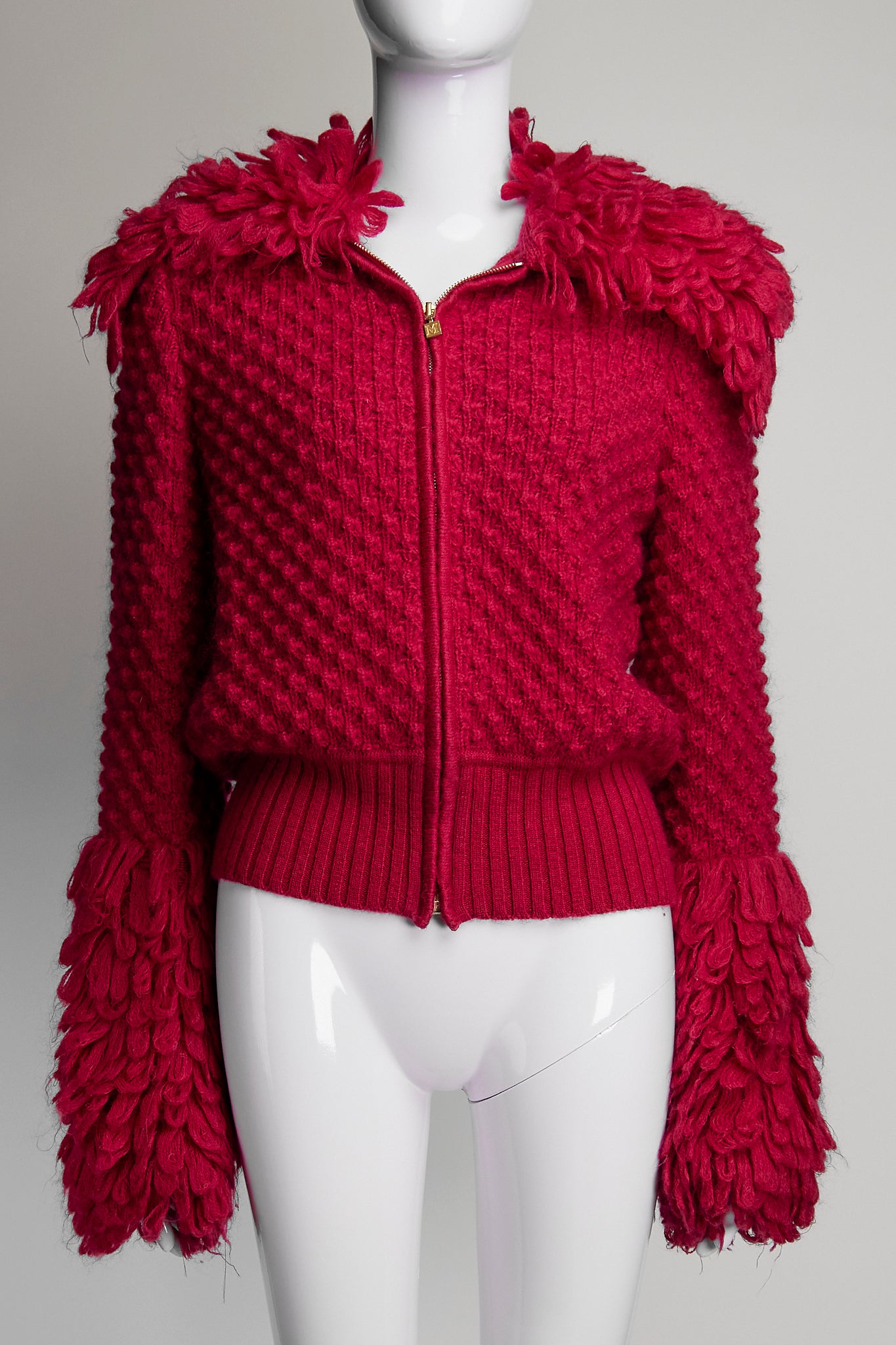 Missoni Pink Wool Zip-Up Sweater IT40 FR36