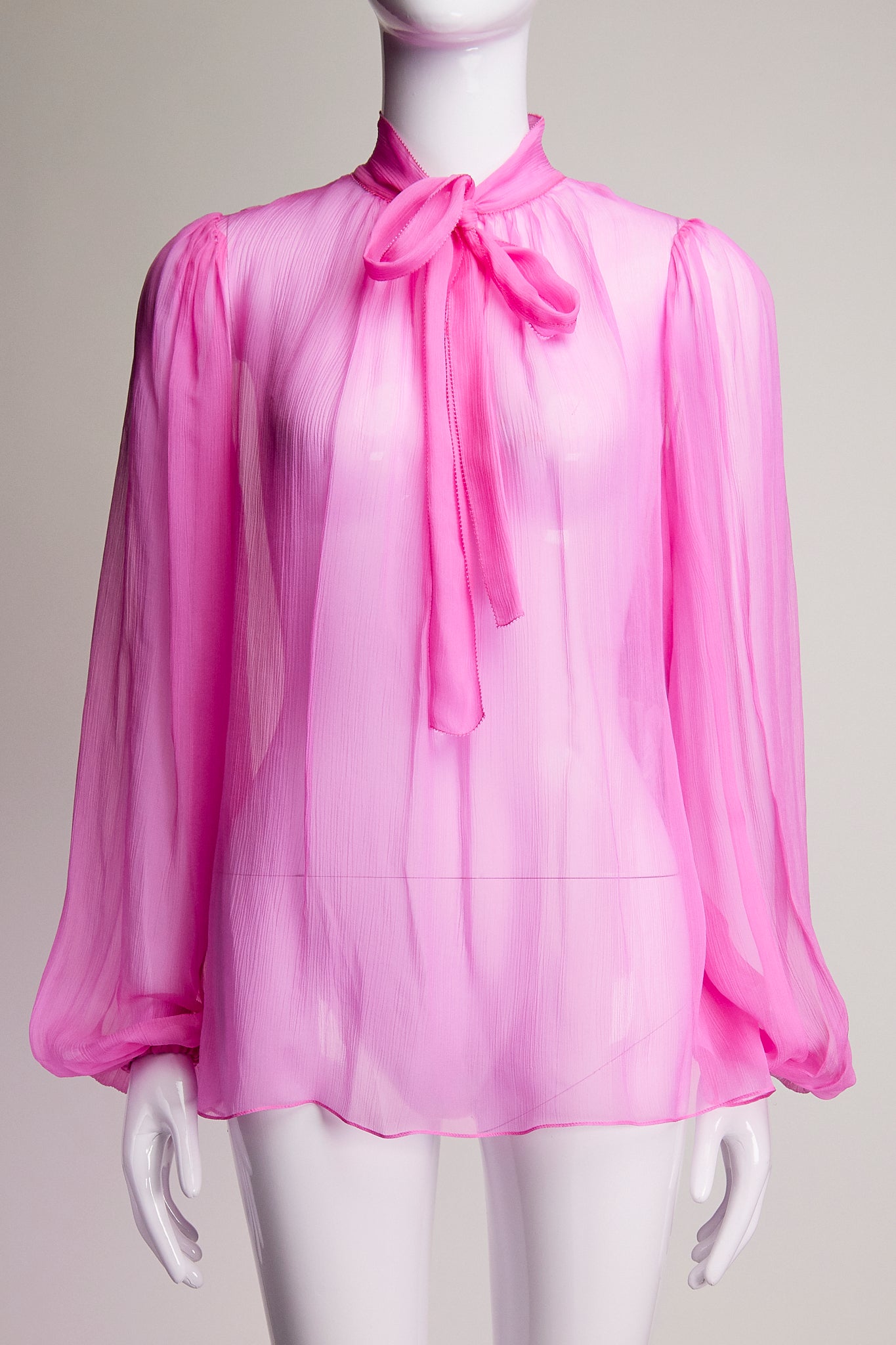 Dolce & Gabbana Pink Accordian Pleat Sheer Blouse IT42 FR38