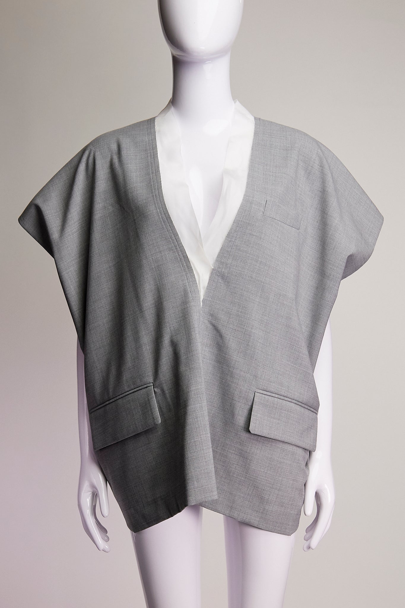 Sacai Boxy Grey and White Vest US2