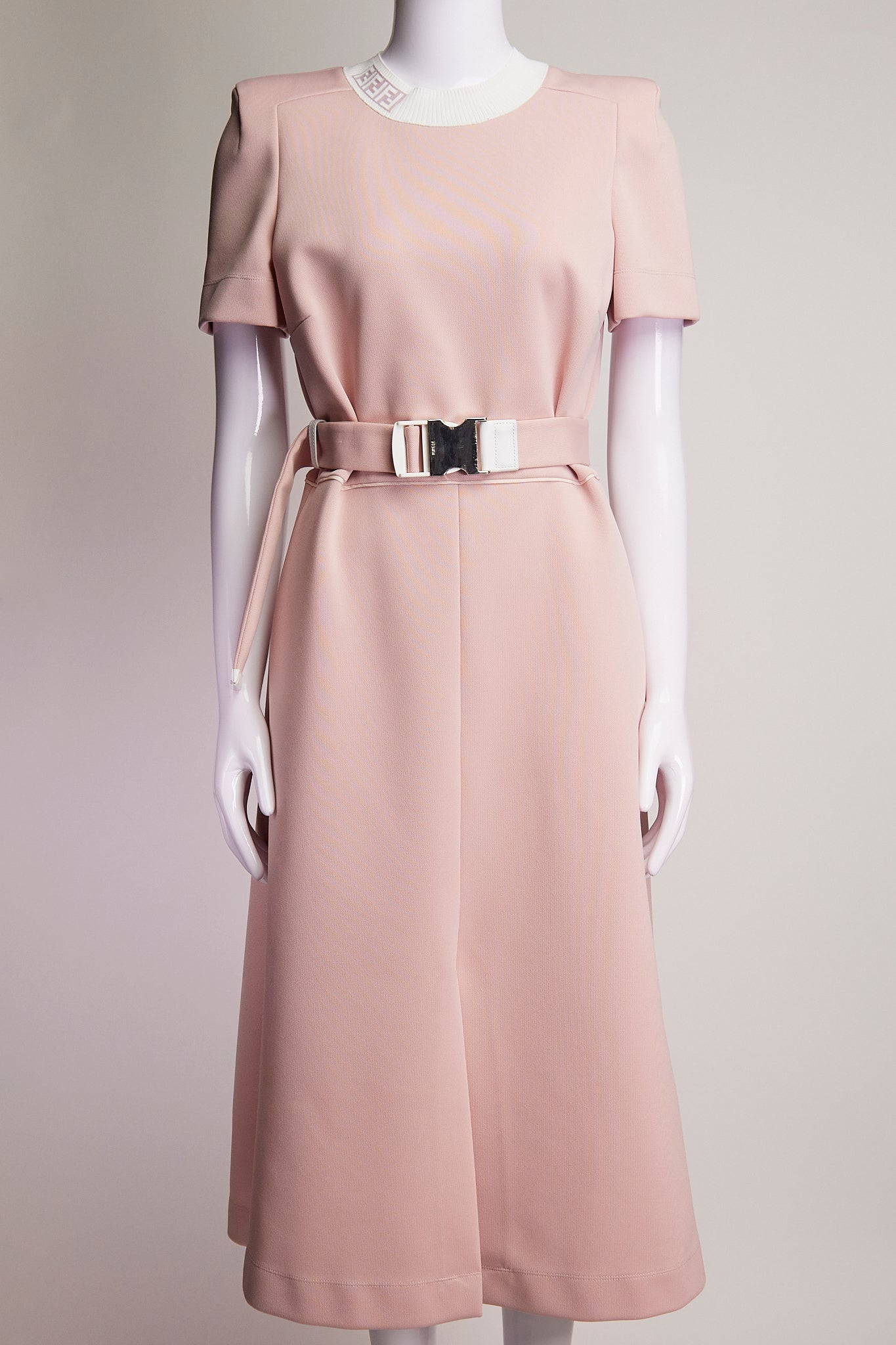 Fendi Soft Pink Belted T-Shirt Dress IT42 FR38