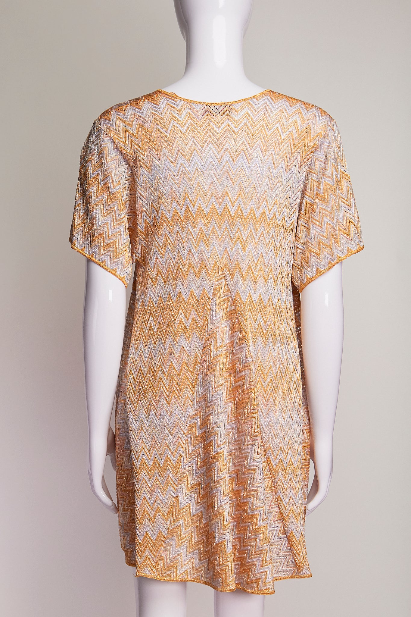 Missoni Mare Orange and Silver Jagged Patterned Mini Dress