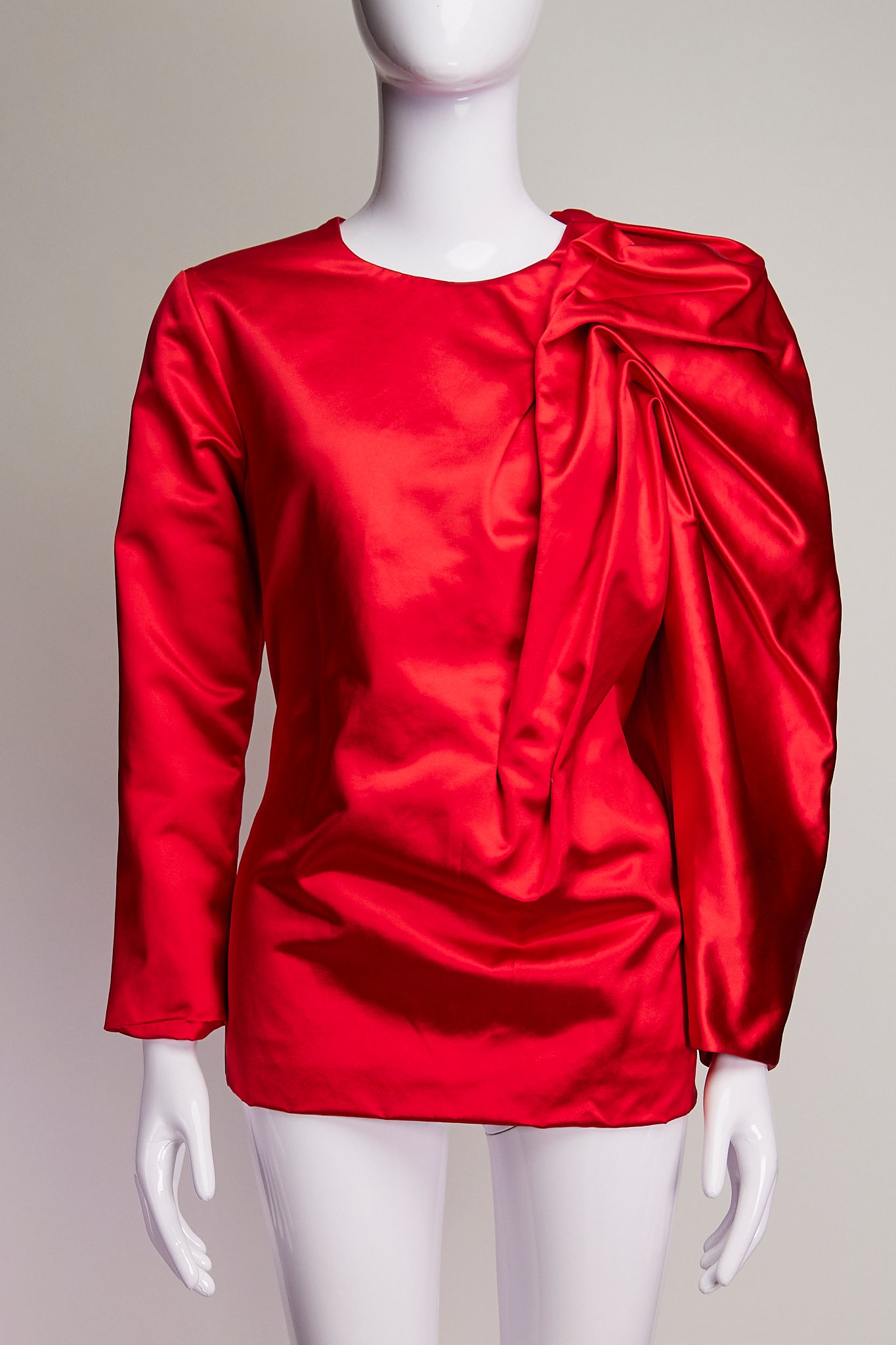 Dries van Noten Red Rouched Sleeve Top FR38 IT42