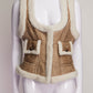 MaxMara Leather with Shearling Trim Vest US6