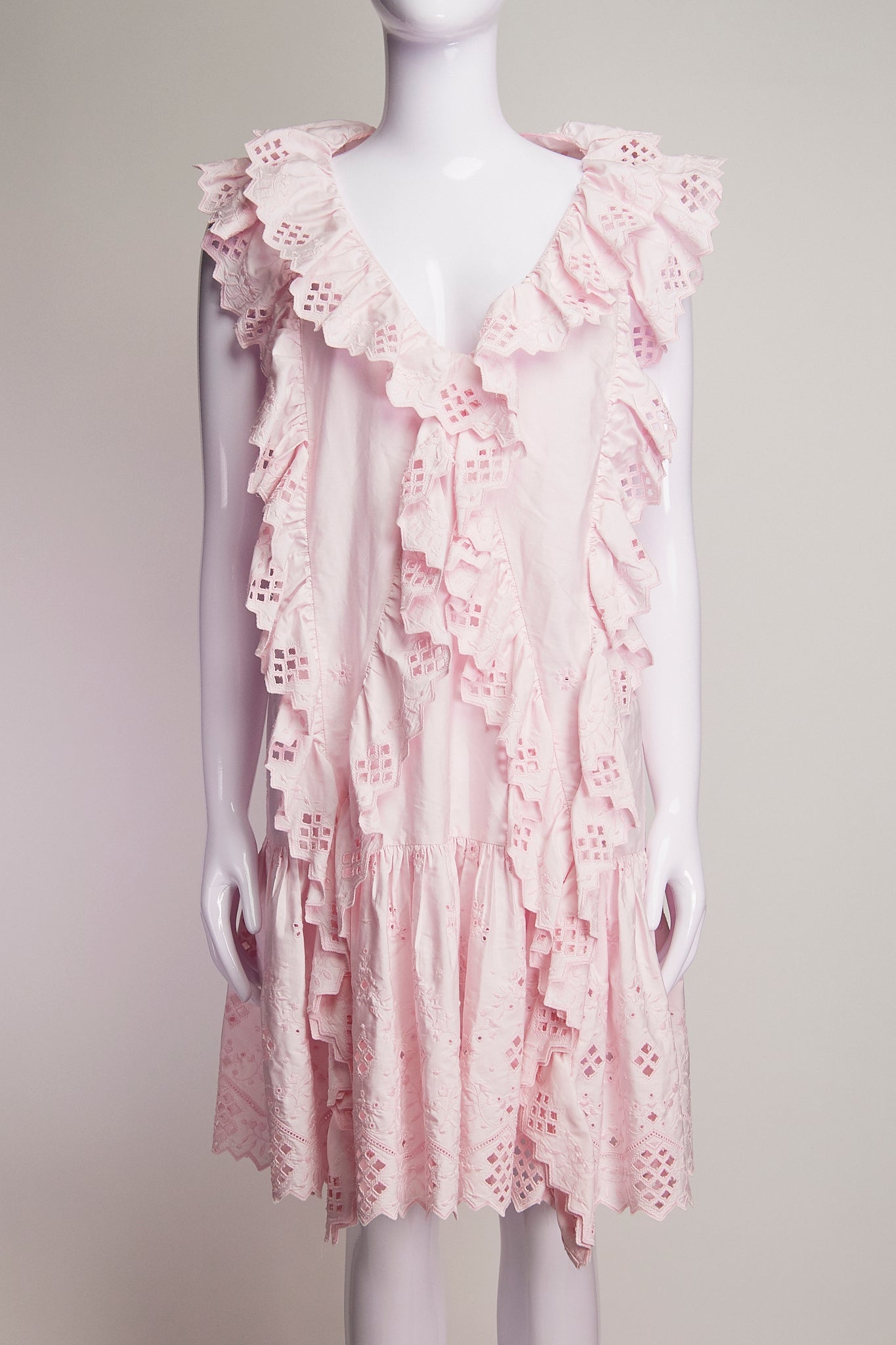 Alberta Ferretti Soft Pink Cotton Midi Dress US6