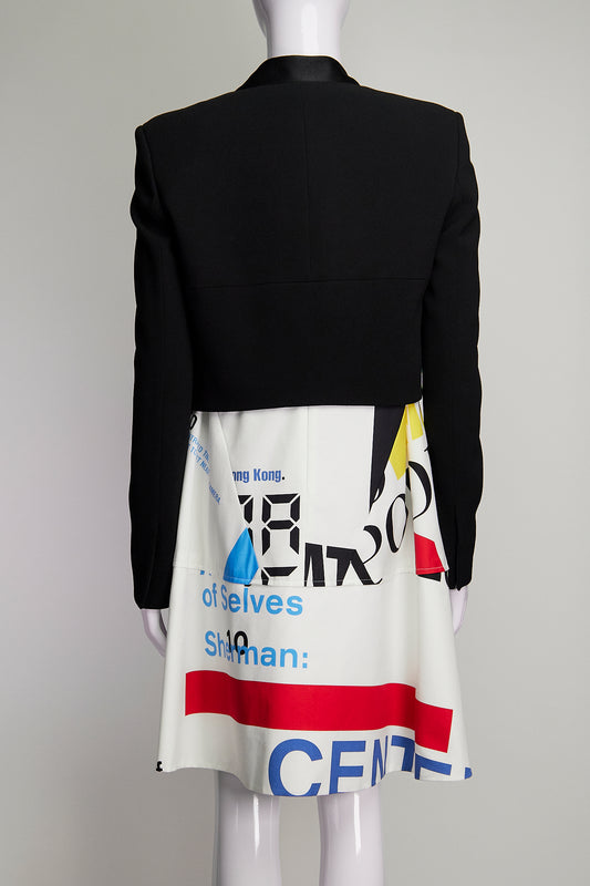 Balenciaga Paris News Print Dress with Crop Blazer FR40 IT44