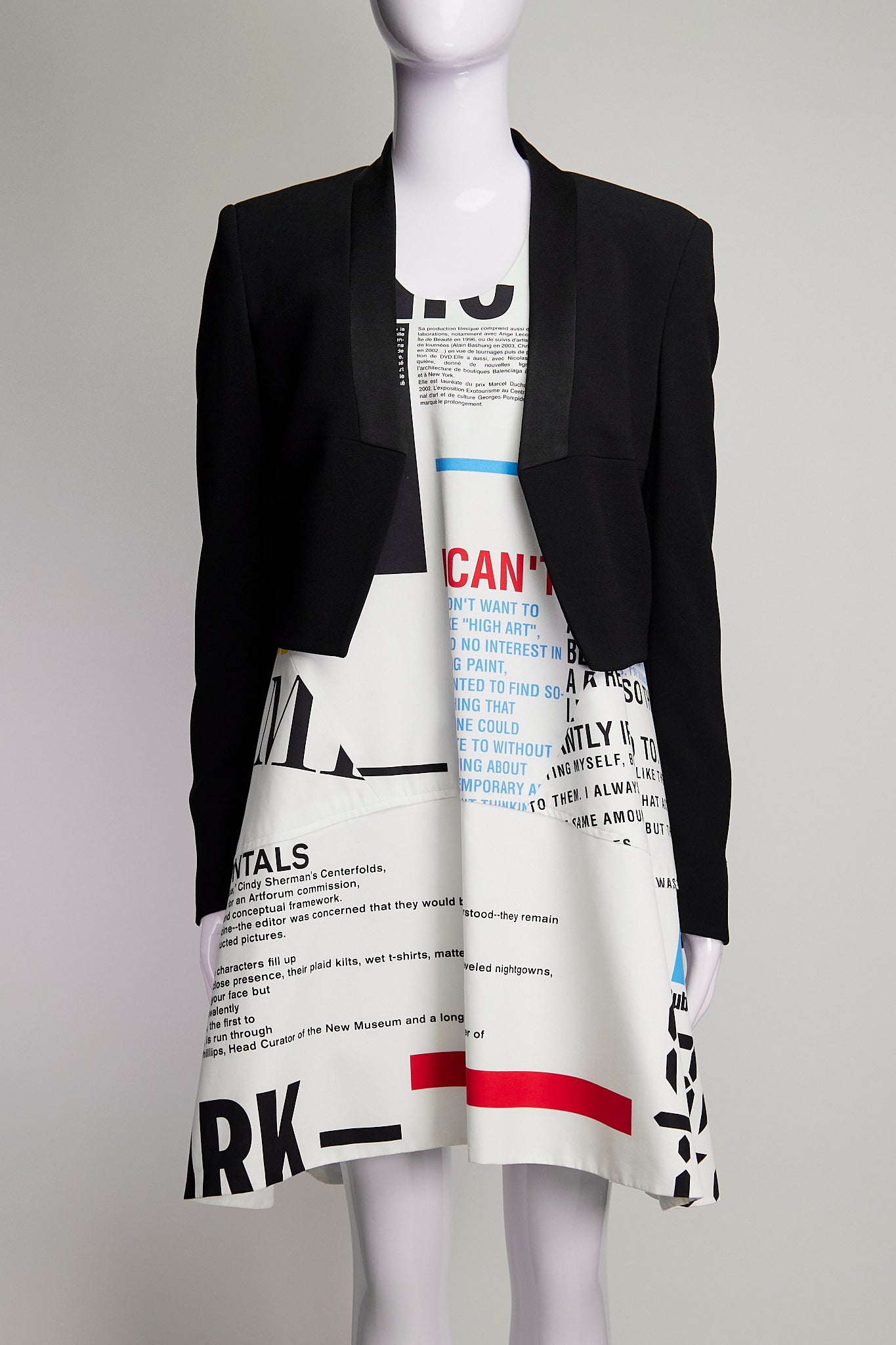 Balenciaga Paris News Print Dress with Crop Blazer FR40 IT44