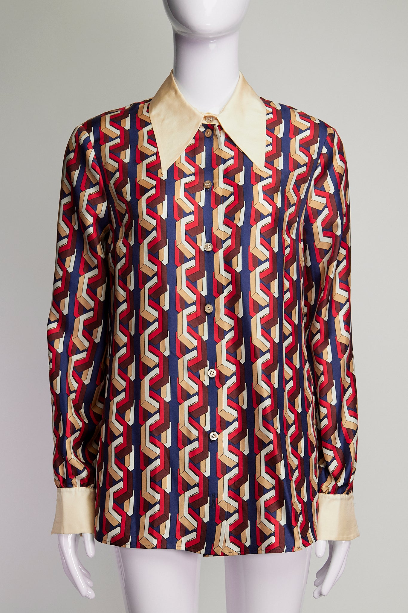 Gucci Geometric Pattern Collared Shirt IT40 FR36