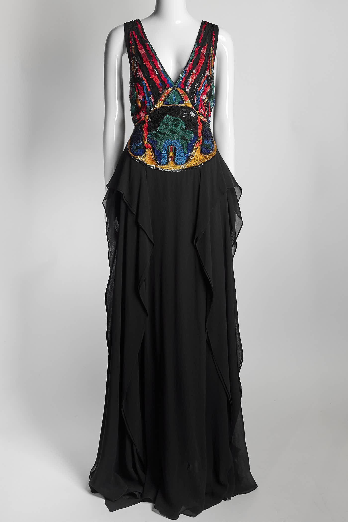 Elie Saab Black with Sequin Gown 42