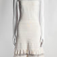 Elie Saab White Crew Neck Dress with Lace Detail 40