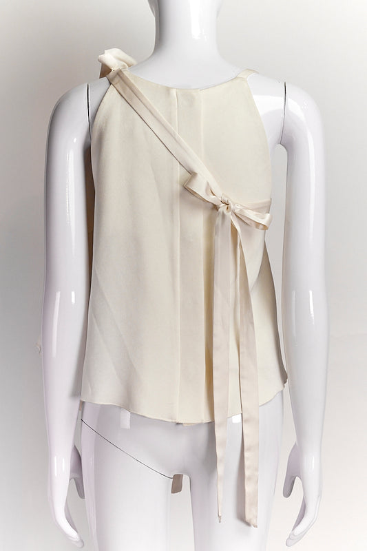 Ellery One-Shoulder Sleeveless Cream Blouse US 4