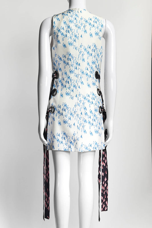 Ellery White/Blue Kaiser V-Neck Top with Eyelets AU8