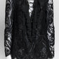 Emilio Pucci Black Lace with Fringe Blouse 42