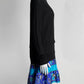 Emilio Pucci Black Sweater Dress w/Blue Printed Ruffled Bottom S