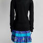 Emilio Pucci Black Sweater Dress w/Blue Printed Ruffled Bottom S