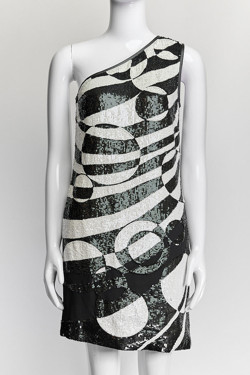 Emilio Pucci Black/White Sequin Dress IT 38