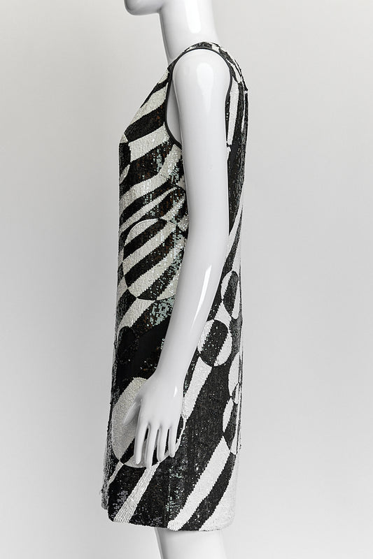 Emilio Pucci Black/White Sequin Dress IT 38