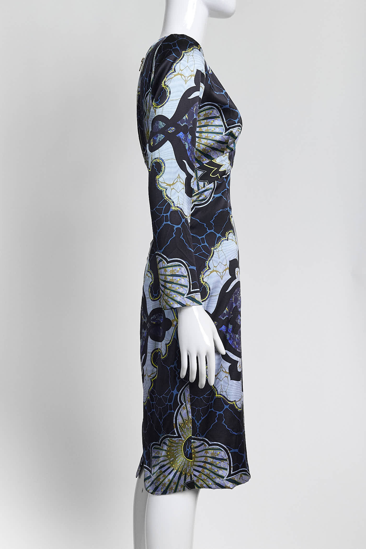 Emilio Pucci Blue/Black Patterned Silk Dress 42