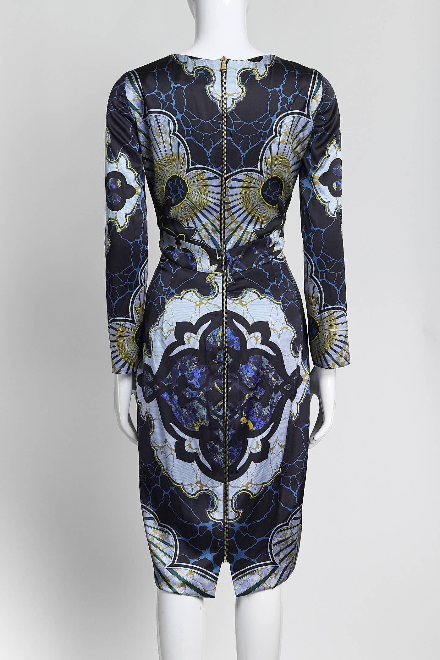 Emilio Pucci Blue/Black Patterned Silk Dress 42