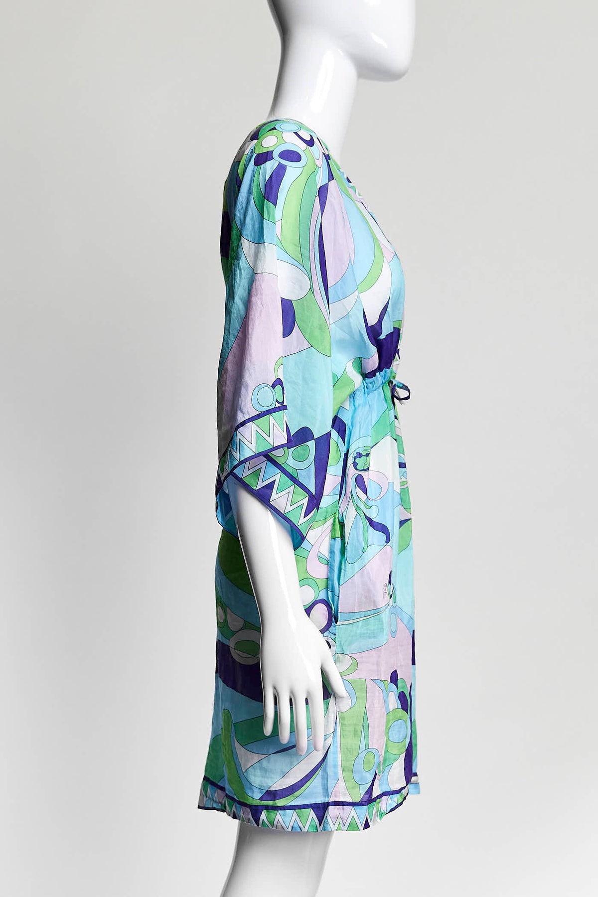 Emilio Pucci Blue Patterned Cotton Silk Dress 38